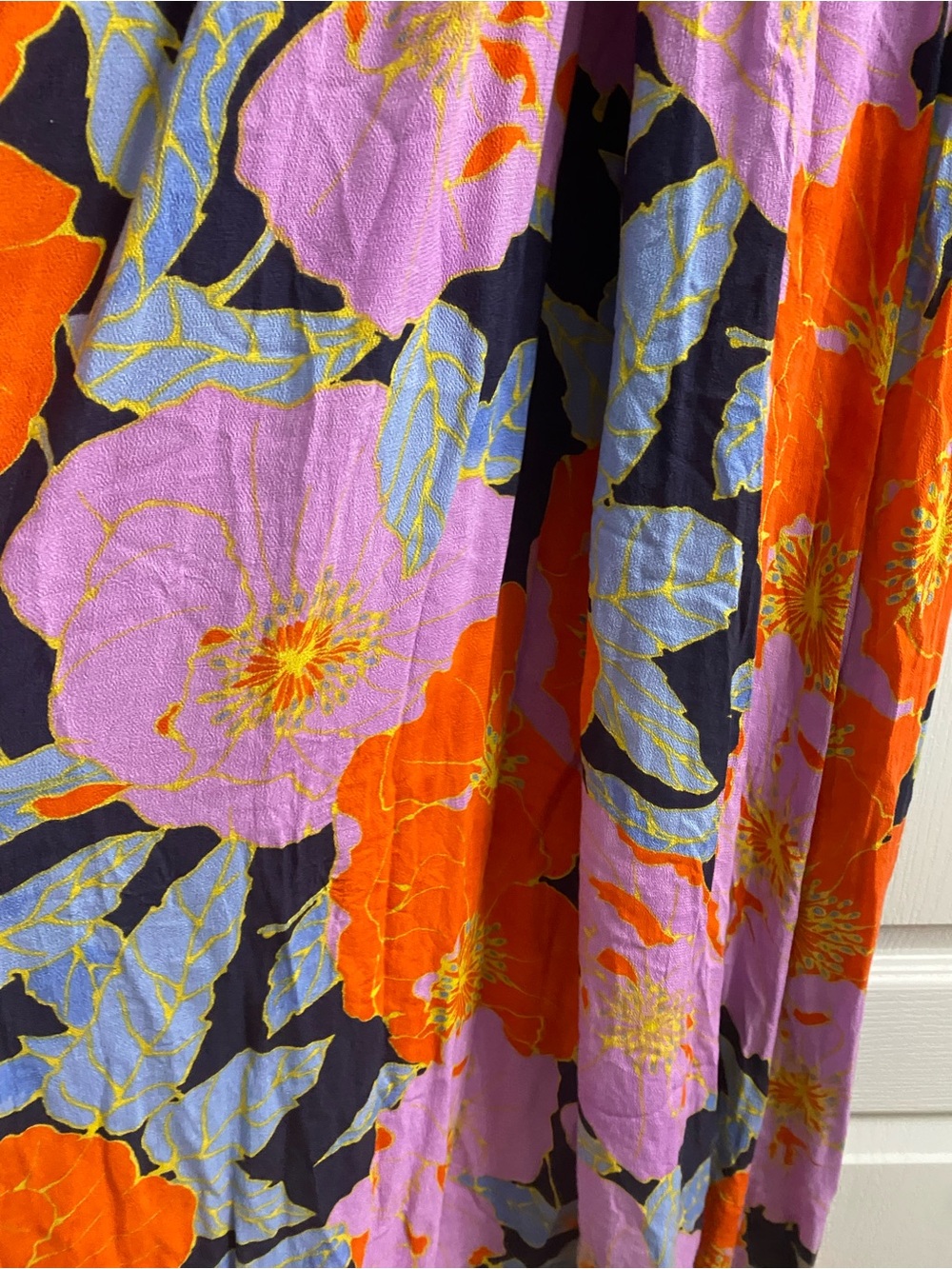 LOFT Full Bloom Cross-Back Floral Maxi Boho Dress Purple Orange Watercolor 10 - Picture 14 of 16